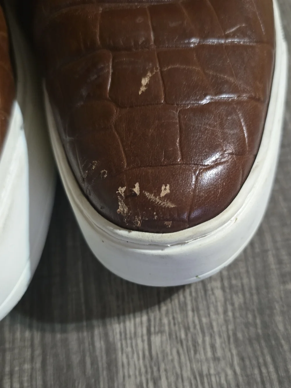 Louis Vuitton Brown Croc-Embossed Leather Chukka Boots with White Sole